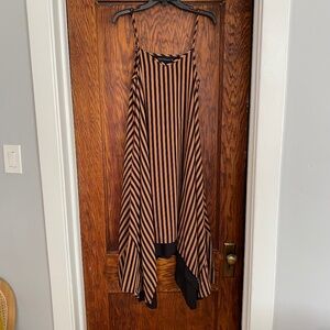 Christina Karin Adele Maxi Dress - Camel/Black stripe - Size Small